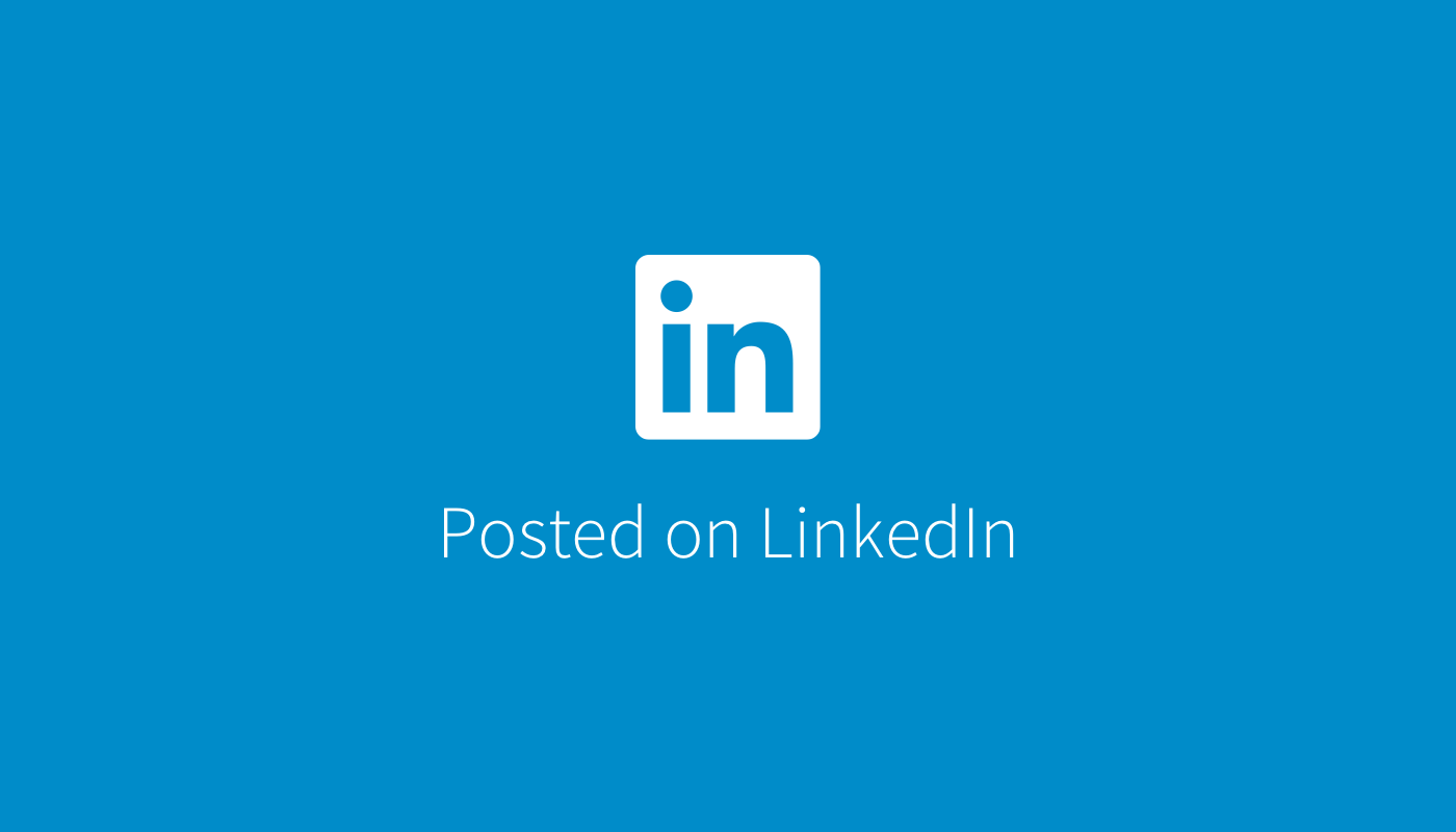 LinkedIn logo above the words Posted on LinkedIn on a solid blue background